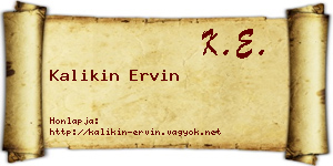 Kalikin Ervin névjegykártya